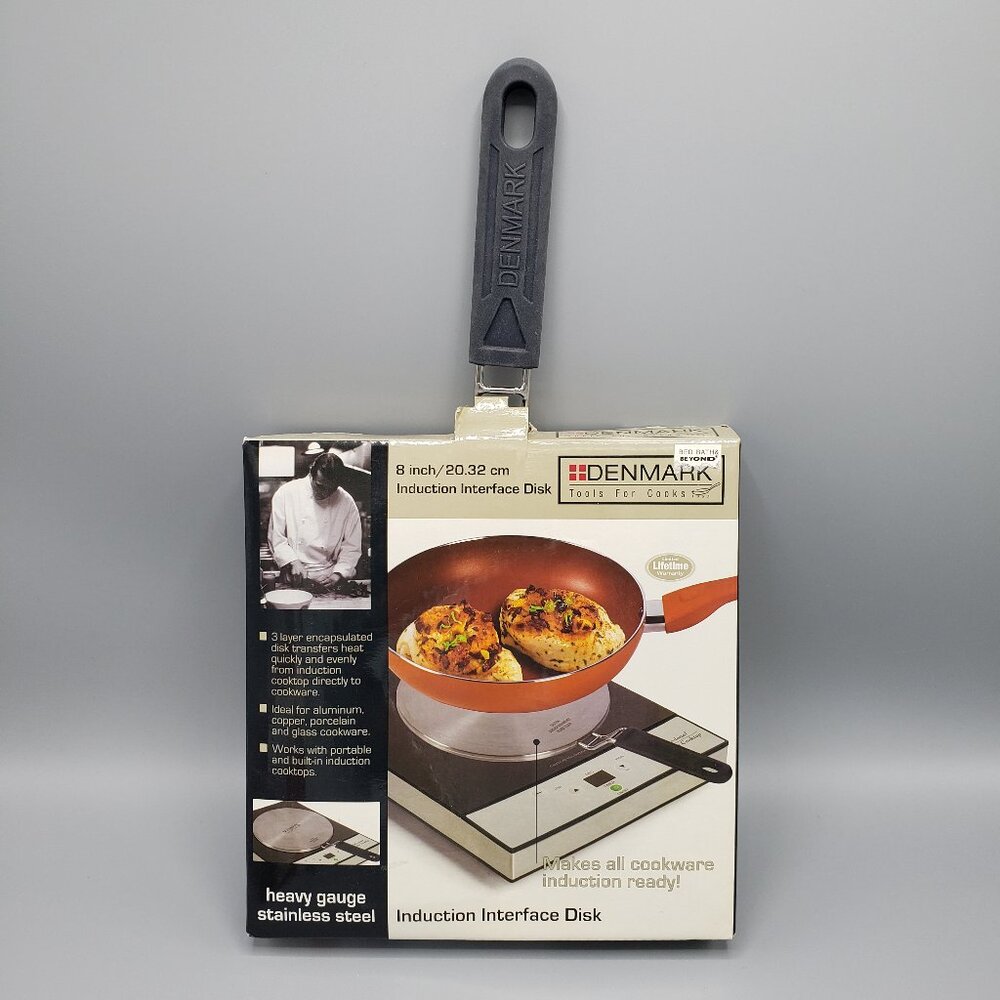 NEW Denmark 8-inch Induction Interface Disk of Stainless Steel with Rubber Grip
